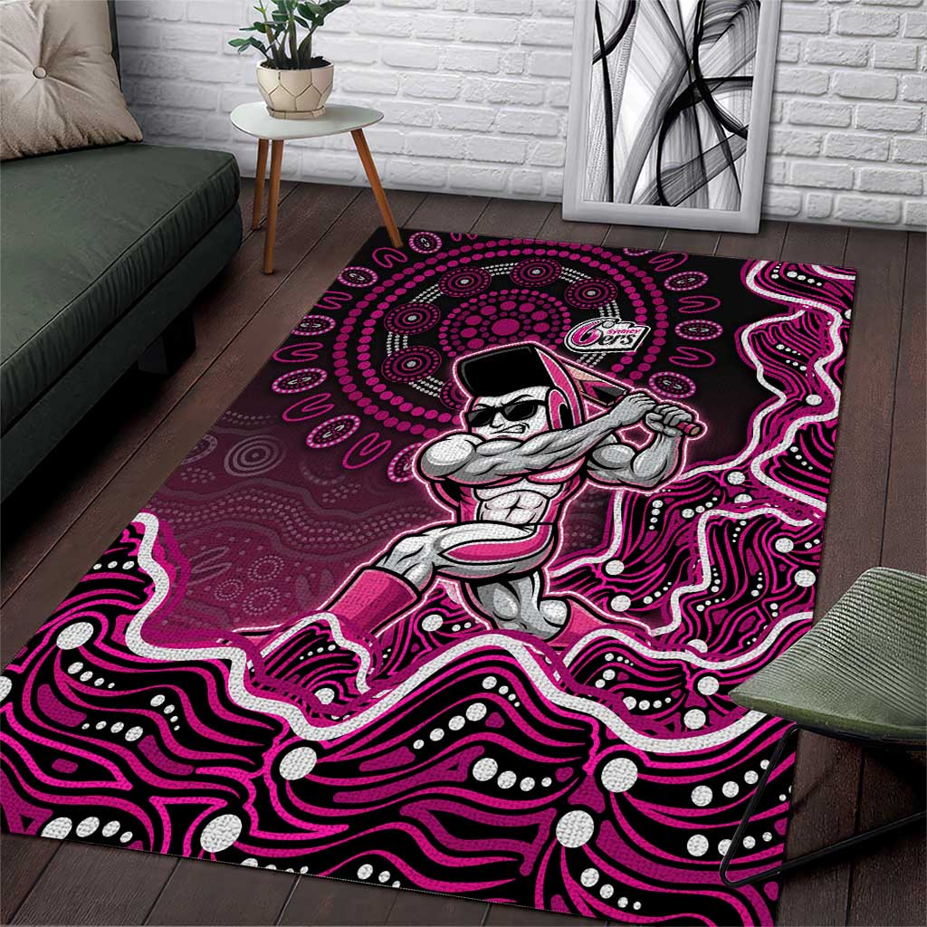 Sydney Sixers Cricket Mascot Area Rug Aboriginal Dot Art Pink And Black Tribal Pattern