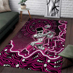 Sydney Sixers Cricket Mascot Area Rug Aboriginal Dot Art Pink And Black Tribal Pattern
