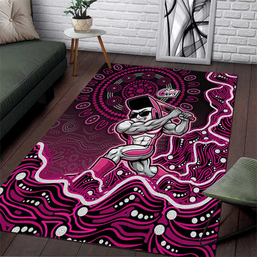 Sydney Sixers Cricket Mascot Area Rug Aboriginal Dot Art Pink And Black Tribal Pattern