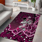 Sydney Sixers Cricket Mascot Area Rug Aboriginal Dot Art Pink And Black Tribal Pattern