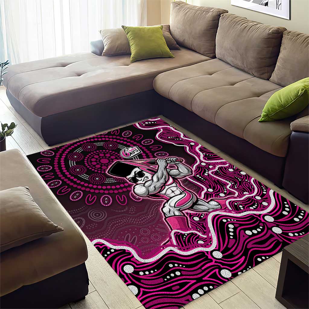 Sydney Sixers Cricket Mascot Area Rug Aboriginal Dot Art Pink And Black Tribal Pattern