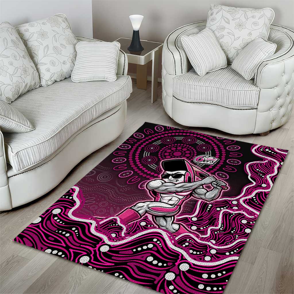 Sydney Sixers Cricket Mascot Area Rug Aboriginal Dot Art Pink And Black Tribal Pattern