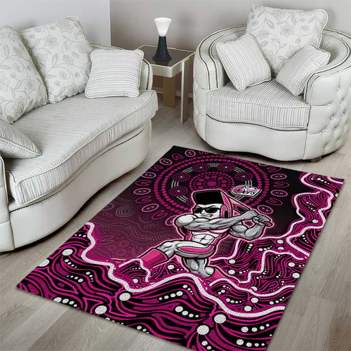 Sydney Sixers Cricket Mascot Area Rug Aboriginal Dot Art Pink And Black Tribal Pattern
