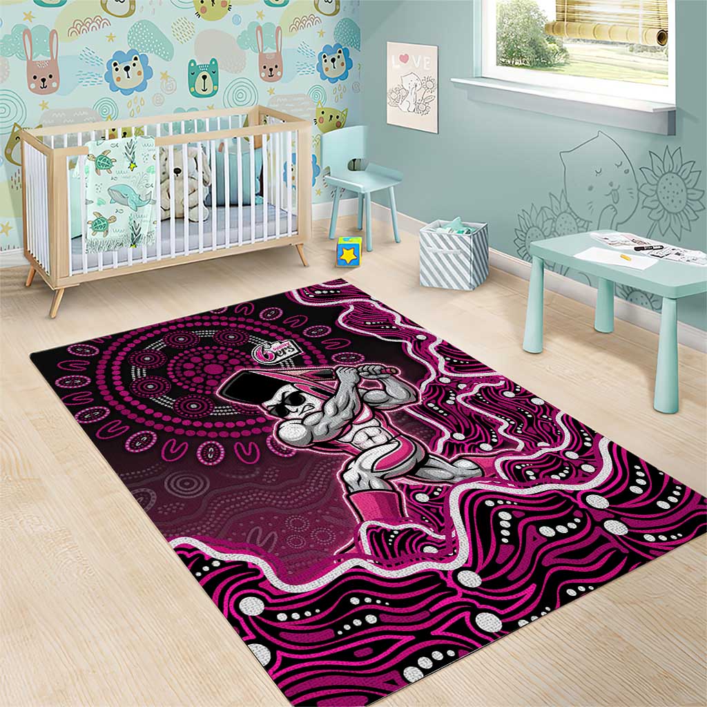 Sydney Sixers Cricket Mascot Area Rug Aboriginal Dot Art Pink And Black Tribal Pattern