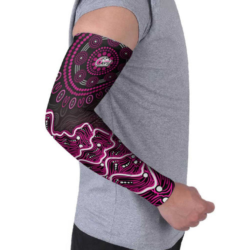 Sydney Sixers Cricket Mascot Arm Sleeves Aboriginal Dot Art Pink And Black Tribal Pattern