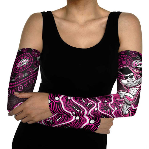 Sydney Sixers Cricket Mascot Arm Sleeves Aboriginal Dot Art Pink And Black Tribal Pattern