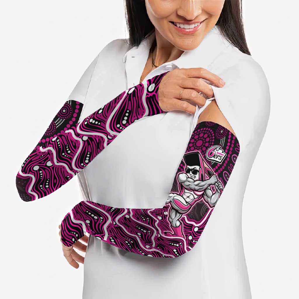 Sydney Sixers Cricket Mascot Arm Sleeves Aboriginal Dot Art Pink And Black Tribal Pattern