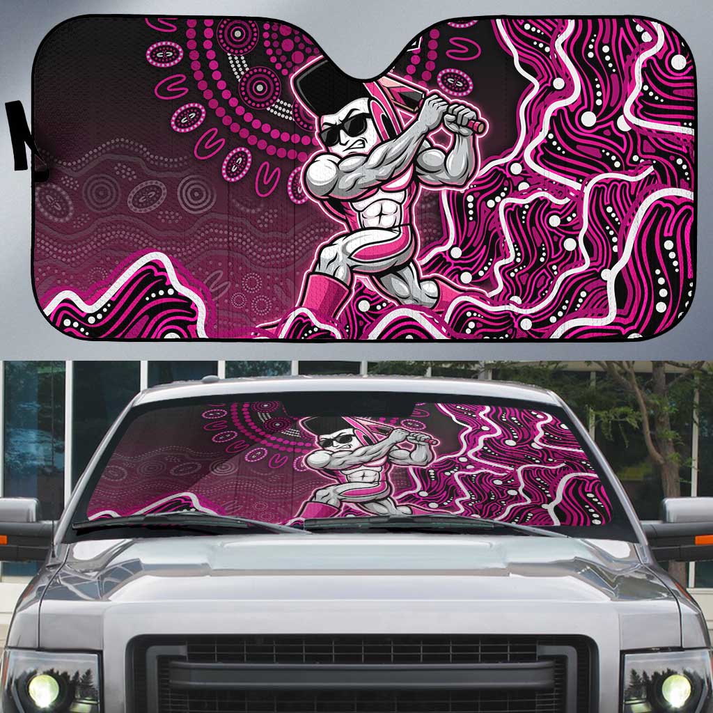 Sydney Sixers Cricket Mascot Auto Sun Shade Aboriginal Dot Art Pink And Black Tribal Pattern
