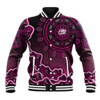 Sydney Sixers Cricket Mascot Baseball Jacket Aboriginal Dot Art Pink And Black Tribal Pattern