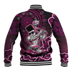 Sydney Sixers Cricket Mascot Baseball Jacket Aboriginal Dot Art Pink And Black Tribal Pattern