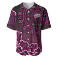 Sydney Sixers Cricket Mascot Baseball Jersey Aboriginal Dot Art Pink And Black Tribal Pattern