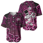 Sydney Sixers Cricket Mascot Baseball Jersey Aboriginal Dot Art Pink And Black Tribal Pattern