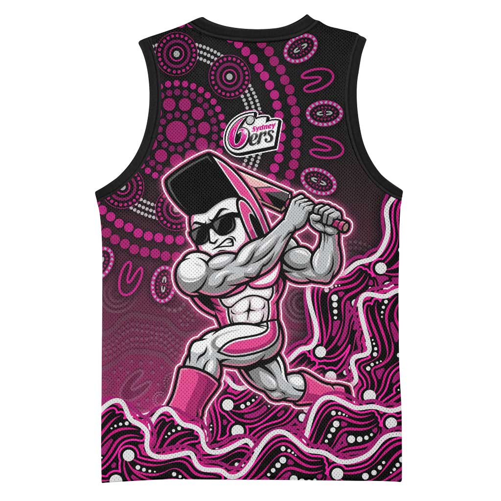 Sydney Sixers Cricket Mascot Basketball Jersey Aboriginal Dot Art Pink And Black Tribal Pattern
