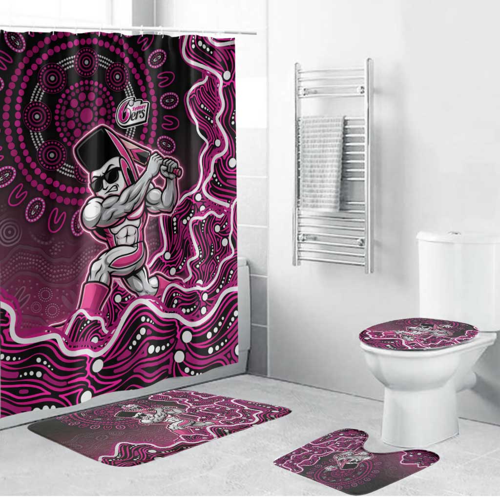 Sydney Sixers Cricket Mascot Bathroom Set Aboriginal Dot Art Pink And Black Tribal Pattern
