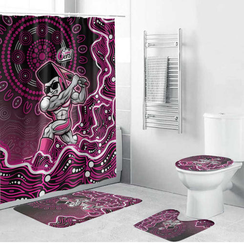 Sydney Sixers Cricket Mascot Bathroom Set Aboriginal Dot Art Pink And Black Tribal Pattern