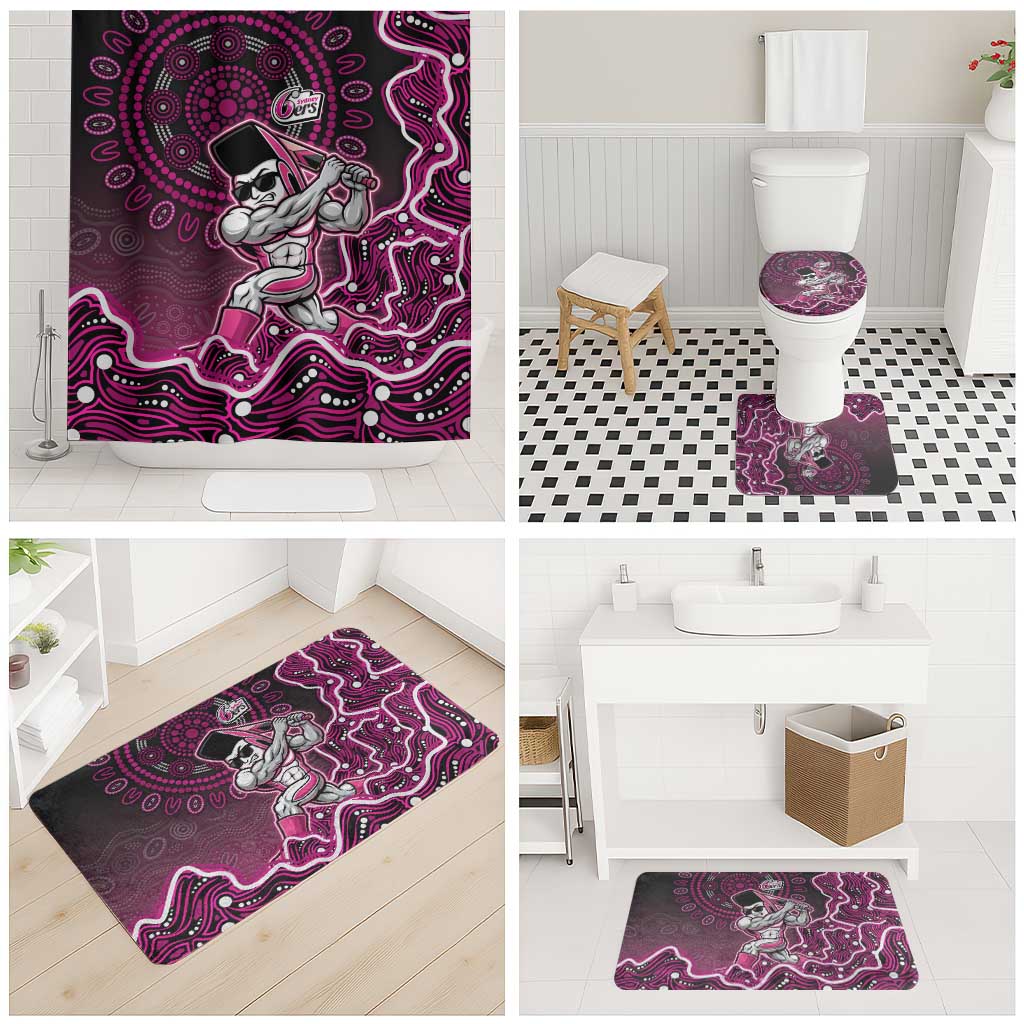 Sydney Sixers Cricket Mascot Bathroom Set Aboriginal Dot Art Pink And Black Tribal Pattern