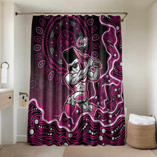 Sydney Sixers Cricket Mascot Bathroom Set Aboriginal Dot Art Pink And Black Tribal Pattern