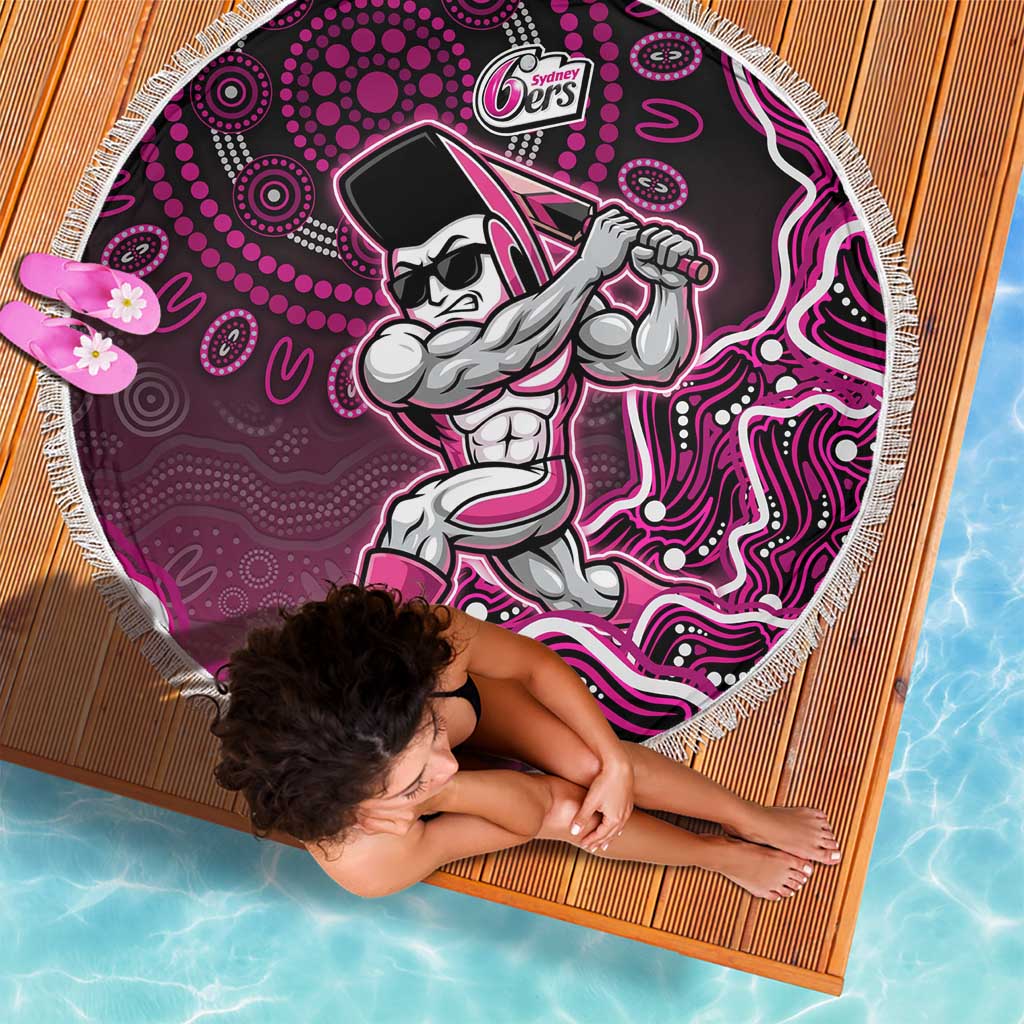 Sydney Sixers Cricket Mascot Beach Blanket Aboriginal Dot Art Pink And Black Tribal Pattern