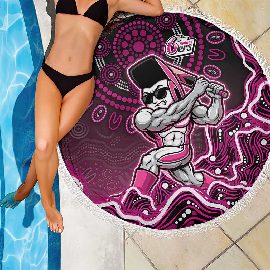 Sydney Sixers Cricket Mascot Beach Blanket Aboriginal Dot Art Pink And Black Tribal Pattern