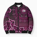 Sydney Sixers Cricket Mascot Bomber Puffer Jacket Aboriginal Dot Art Pink And Black Tribal Pattern