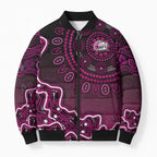 Sydney Sixers Cricket Mascot Bomber Puffer Jacket Aboriginal Dot Art Pink And Black Tribal Pattern