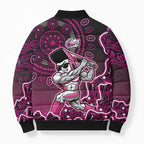 Sydney Sixers Cricket Mascot Bomber Puffer Jacket Aboriginal Dot Art Pink And Black Tribal Pattern