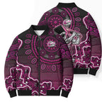 Sydney Sixers Cricket Mascot Bomber Puffer Jacket Aboriginal Dot Art Pink And Black Tribal Pattern