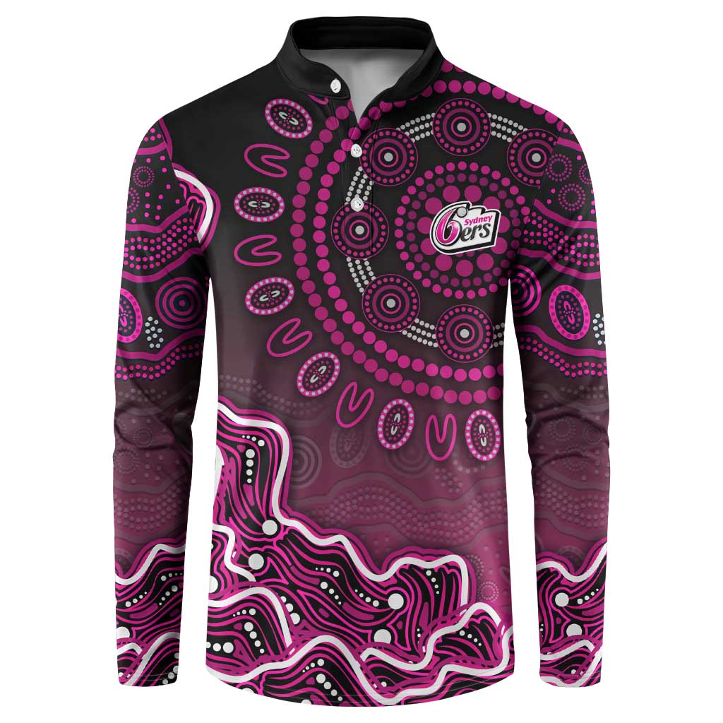 Sydney Sixers Cricket Mascot Button Sweatshirt Aboriginal Dot Art Pink And Black Tribal Pattern