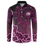 Sydney Sixers Cricket Mascot Button Sweatshirt Aboriginal Dot Art Pink And Black Tribal Pattern