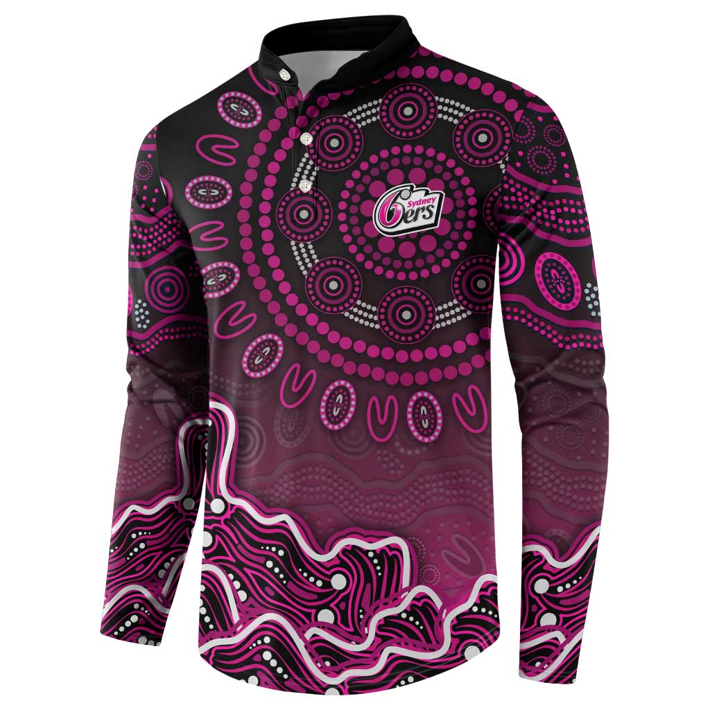 Sydney Sixers Cricket Mascot Button Sweatshirt Aboriginal Dot Art Pink And Black Tribal Pattern