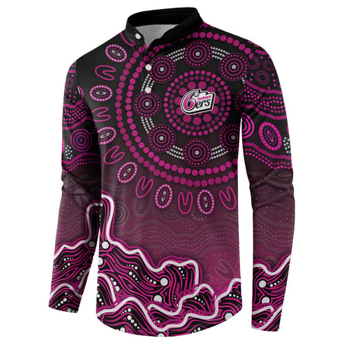 Sydney Sixers Cricket Mascot Button Sweatshirt Aboriginal Dot Art Pink And Black Tribal Pattern