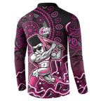 Sydney Sixers Cricket Mascot Button Sweatshirt Aboriginal Dot Art Pink And Black Tribal Pattern