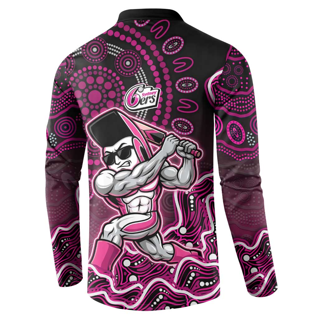 Sydney Sixers Cricket Mascot Button Sweatshirt Aboriginal Dot Art Pink And Black Tribal Pattern