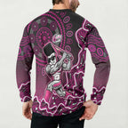 Sydney Sixers Cricket Mascot Button Sweatshirt Aboriginal Dot Art Pink And Black Tribal Pattern