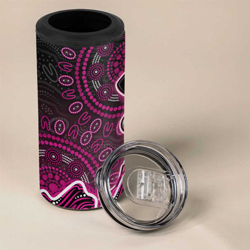 Sydney Sixers Cricket Mascot 4 in 1 Can Cooler Tumbler Aboriginal Dot Art Pink And Black Tribal Pattern