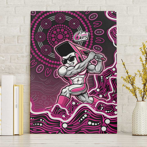 Sydney Sixers Cricket Mascot Canvas Wall Art Aboriginal Dot Art Pink And Black Tribal Pattern