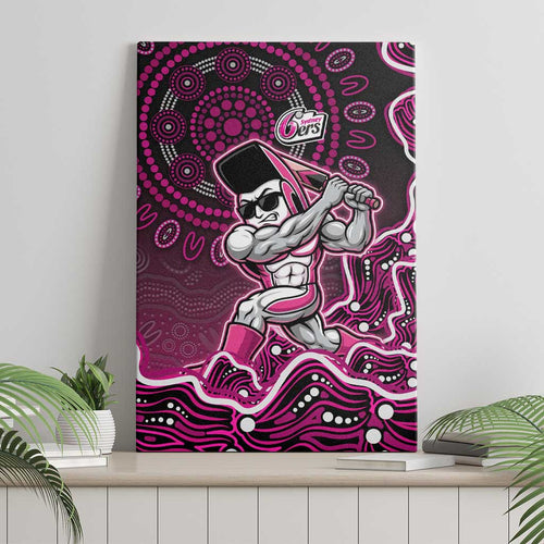 Sydney Sixers Cricket Mascot Canvas Wall Art Aboriginal Dot Art Pink And Black Tribal Pattern