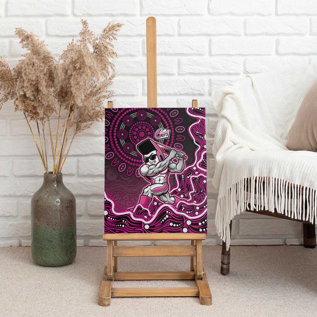 Sydney Sixers Cricket Mascot Canvas Wall Art Aboriginal Dot Art Pink And Black Tribal Pattern