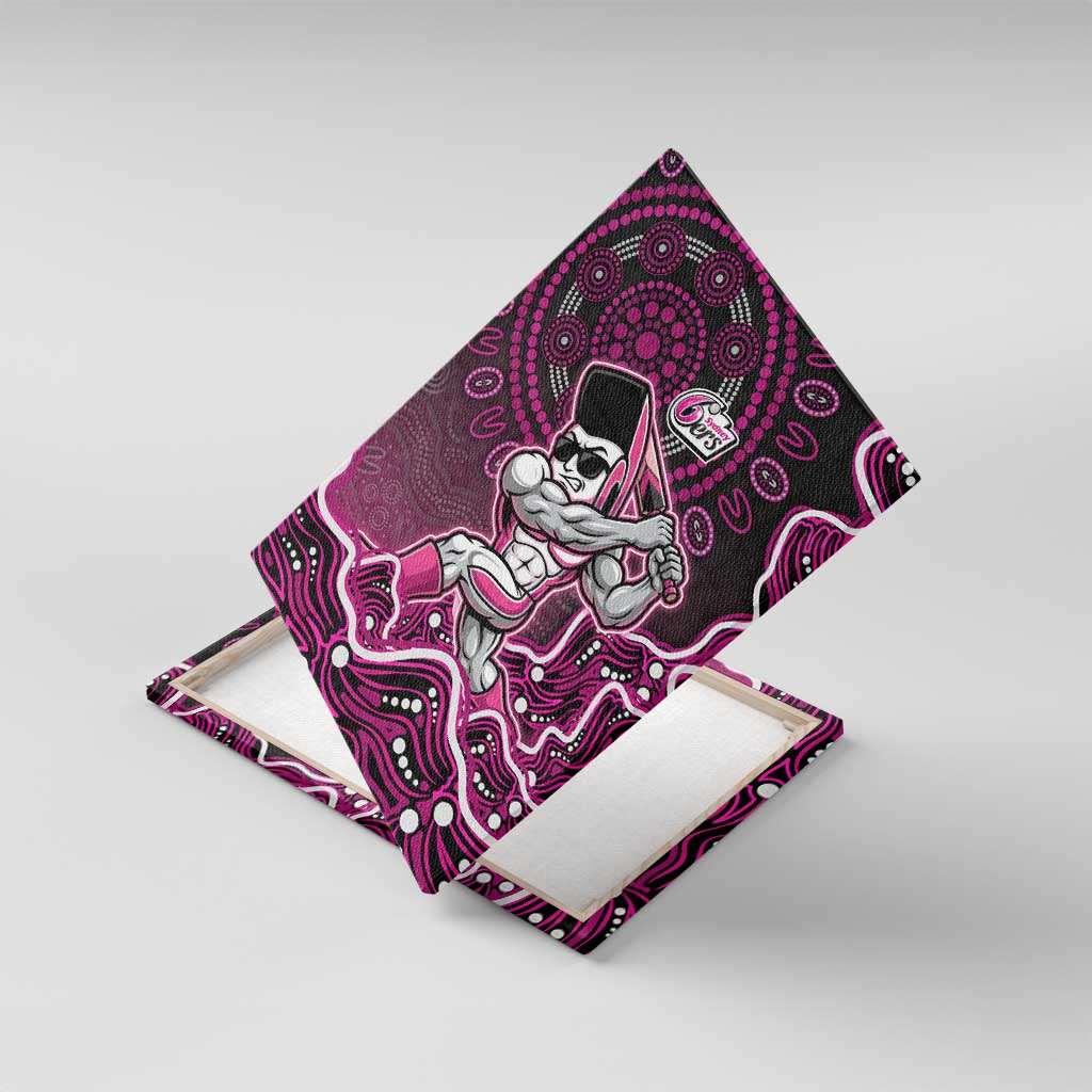 Sydney Sixers Cricket Mascot Canvas Wall Art Aboriginal Dot Art Pink And Black Tribal Pattern