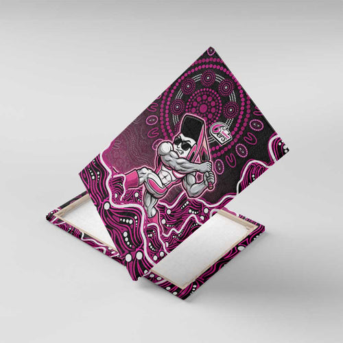 Sydney Sixers Cricket Mascot Canvas Wall Art Aboriginal Dot Art Pink And Black Tribal Pattern