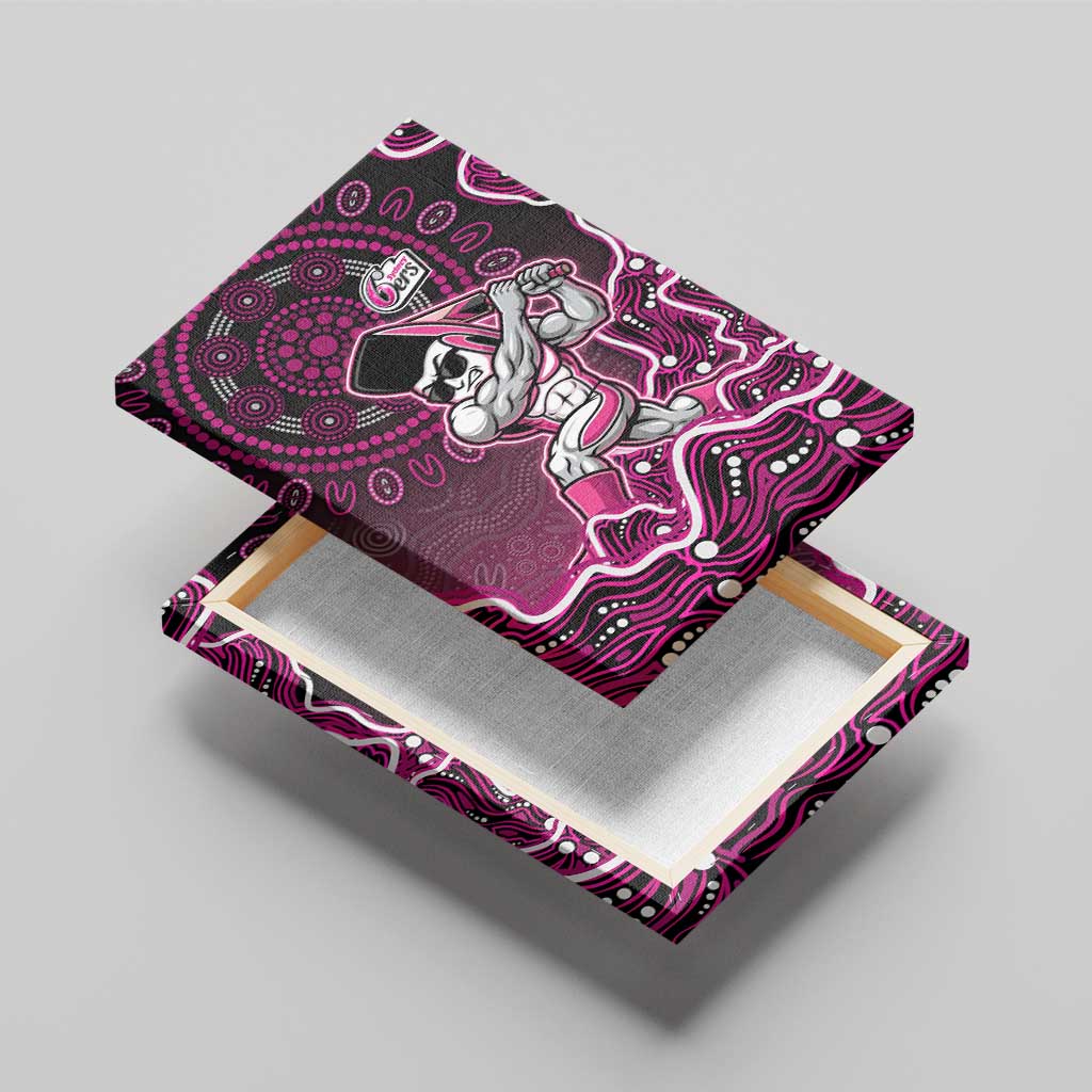 Sydney Sixers Cricket Mascot Canvas Wall Art Aboriginal Dot Art Pink And Black Tribal Pattern