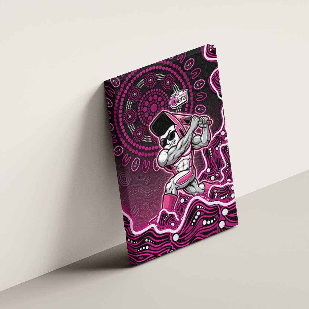 Sydney Sixers Cricket Mascot Canvas Wall Art Aboriginal Dot Art Pink And Black Tribal Pattern