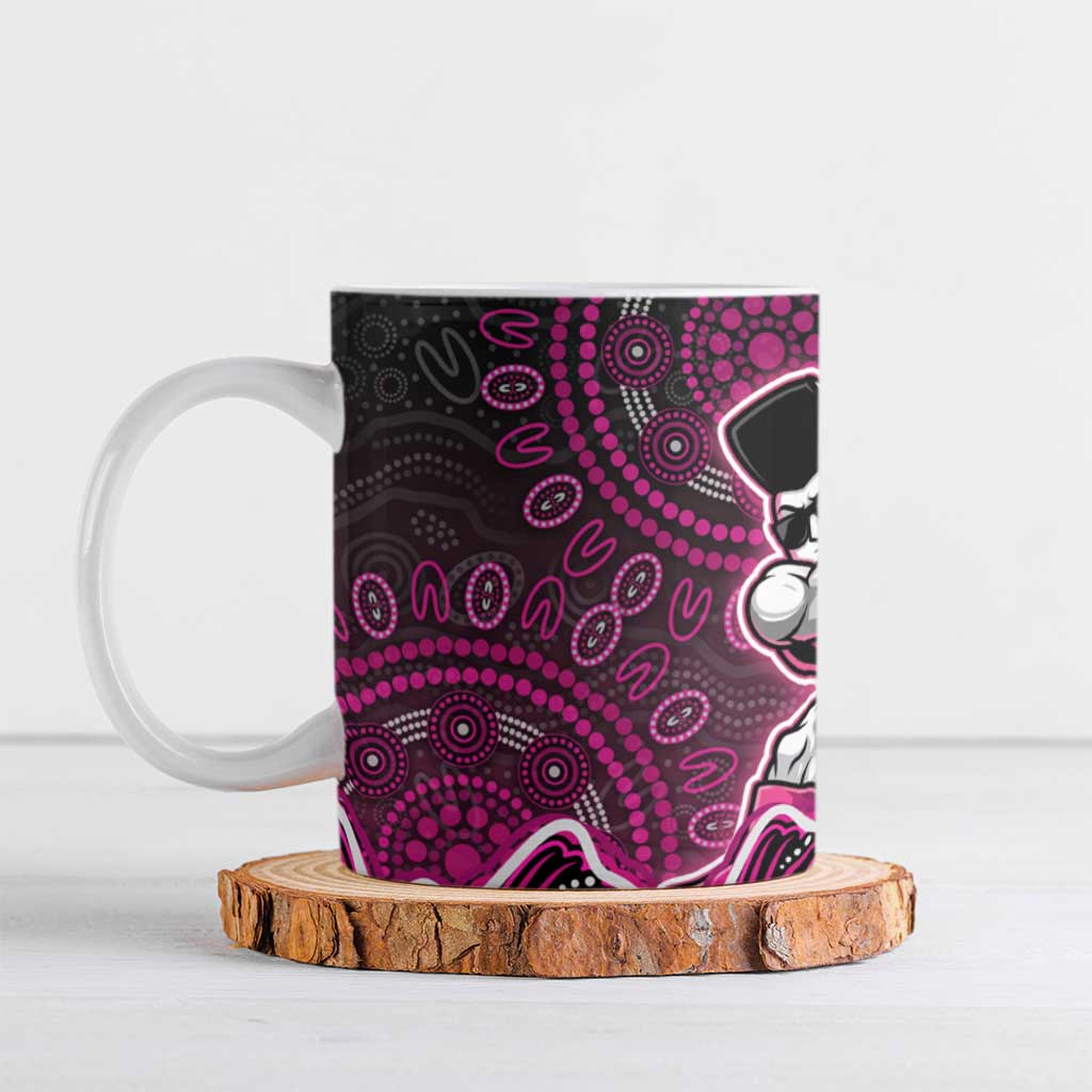 Sydney Sixers Cricket Mascot Ceramic Mug Aboriginal Dot Art Pink And Black Tribal Pattern