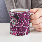 Sydney Sixers Cricket Mascot Ceramic Mug Aboriginal Dot Art Pink And Black Tribal Pattern