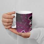 Sydney Sixers Cricket Mascot Ceramic Mug Aboriginal Dot Art Pink And Black Tribal Pattern