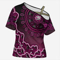 Sydney Sixers Cricket Mascot Cross Shoulder Shirt Aboriginal Dot Art Pink And Black Tribal Pattern