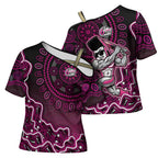 Sydney Sixers Cricket Mascot Cross Shoulder Shirt Aboriginal Dot Art Pink And Black Tribal Pattern