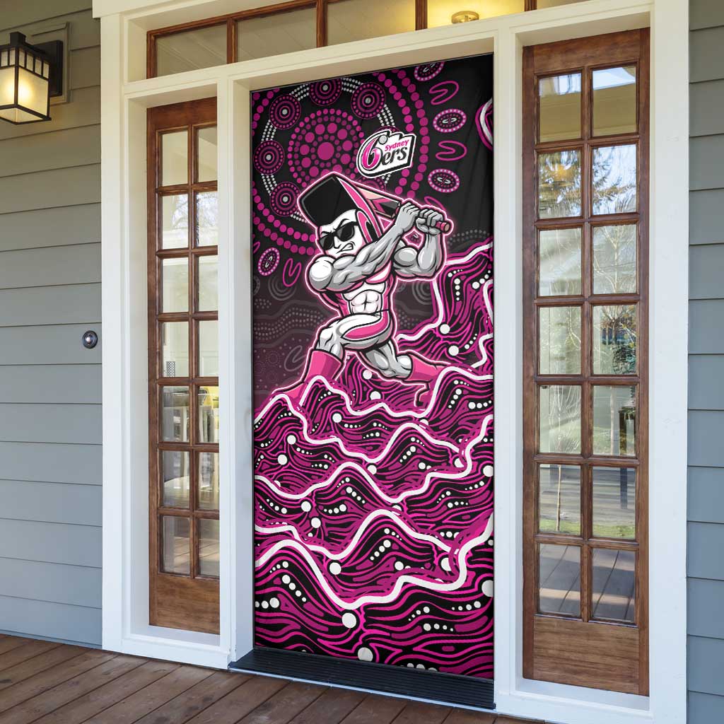 Sydney Sixers Cricket Mascot Door Cover Aboriginal Dot Art Pink And Black Tribal Pattern