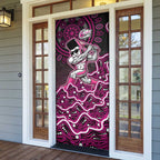Sydney Sixers Cricket Mascot Door Cover Aboriginal Dot Art Pink And Black Tribal Pattern