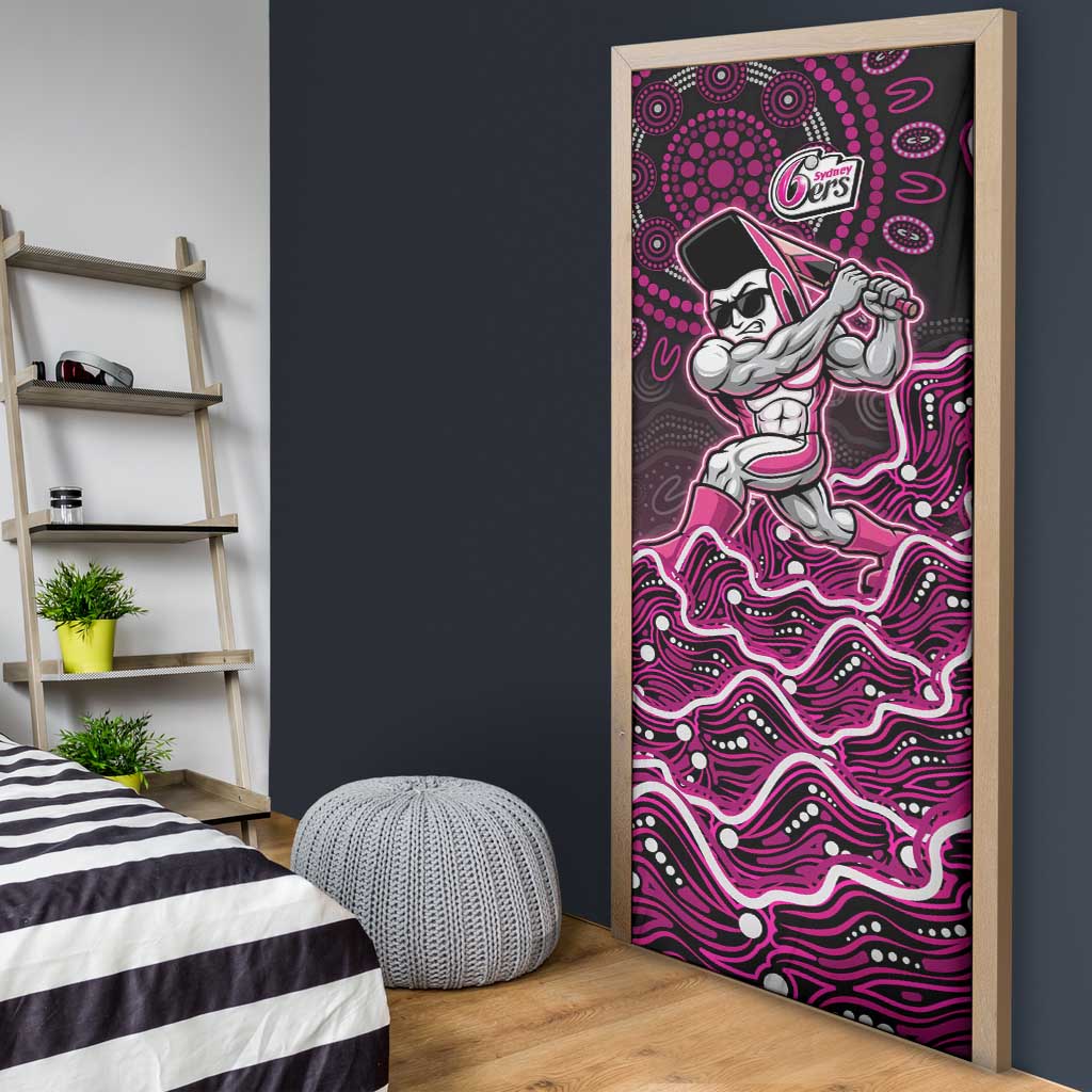 Sydney Sixers Cricket Mascot Door Cover Aboriginal Dot Art Pink And Black Tribal Pattern